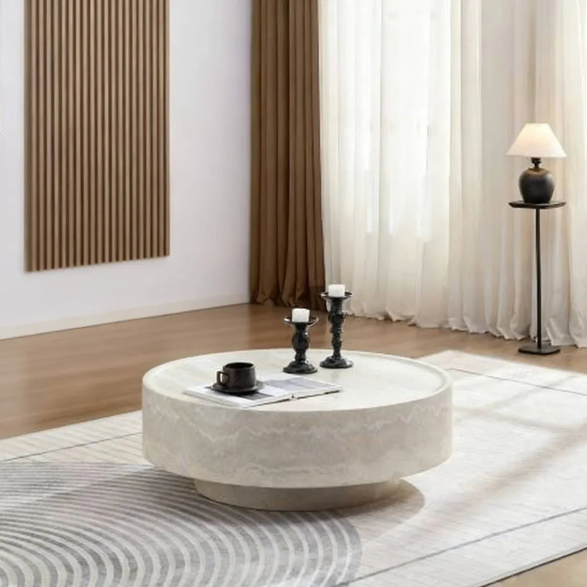 Round Fiberglass Durable Coffee Table With Open Storage - Omega Lifestyles