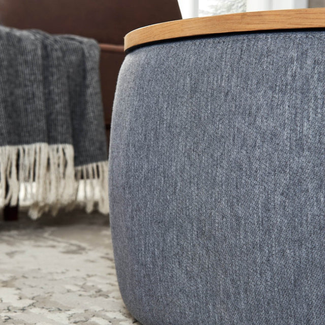 Round Storage Ottoman With Removable Linen Top - Omega Lifestyles