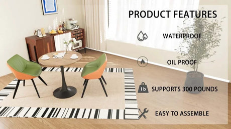 Round Tulip Dining Table And 2 PU Cushioned Chairs Set - Omega Lifestyles