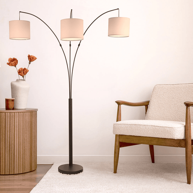 Royal 3-Arm Oil-Rubbed Bronze Metal Arc Floor Lamp - Omega Lifestyles