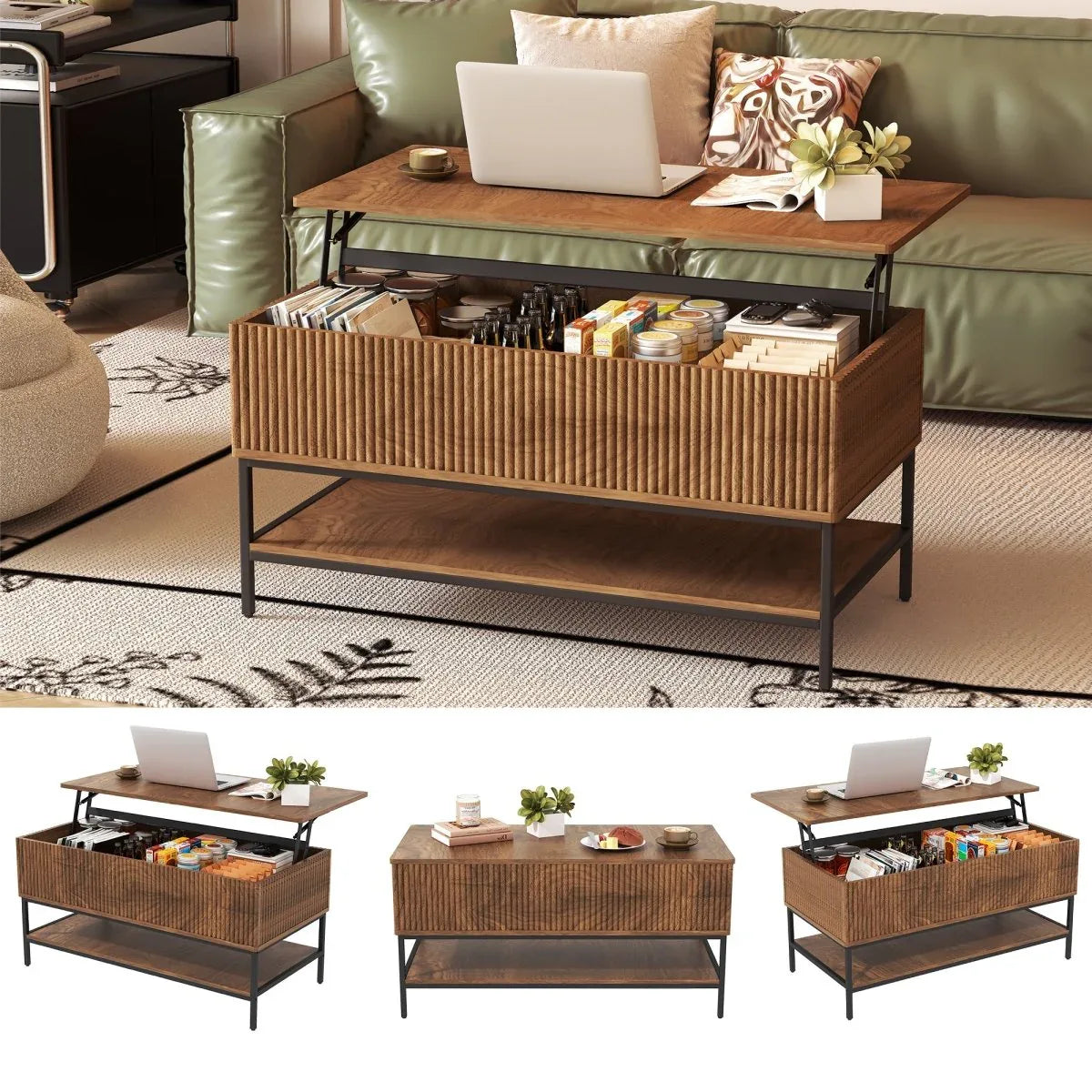 Rustic Farmhouse Lift Top Coffee Table With Storage - Omega Lifestyles
