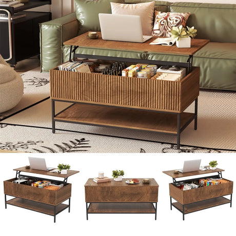 Rustic Farmhouse Lift Top Coffee Table With Storage - Omega Lifestyles