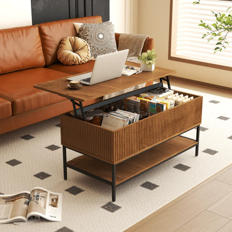 Rustic Farmhouse Lift Top Coffee Table With Storage - Omega Lifestyles