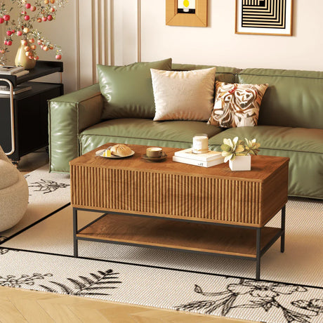 Rustic Farmhouse Lift Top Coffee Table With Storage - Omega Lifestyles