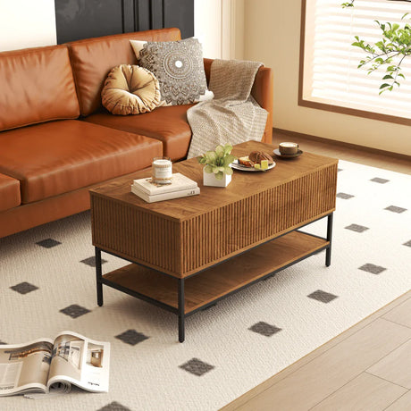 Rustic Farmhouse Lift Top Coffee Table With Storage - Omega Lifestyles