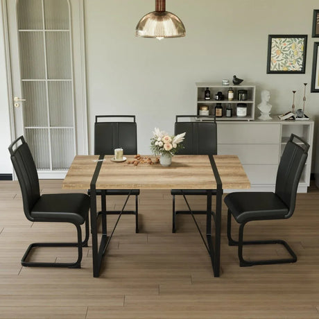 Rustic Farmhouse MDF Wood Dining Table And Chair Set - Omega Lifestyles