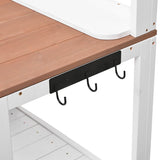 Rustic Fir Wood Potting Bench With Hutch and Storage - Driftwood - Omega Lifestyles