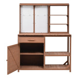 Rustic Fir Wood Potting Bench With Storage Hutch - Omega Lifestyles