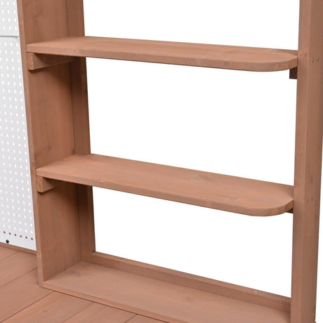 Rustic Fir Wood Potting Bench With Storage Hutch - Omega Lifestyles