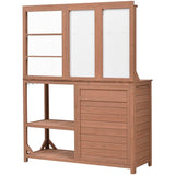 Rustic Fir Wood Potting Bench With Storage Hutch - Omega Lifestyles