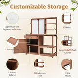Rustic Fir Wood Potting Bench With Storage Hutch - Omega Lifestyles