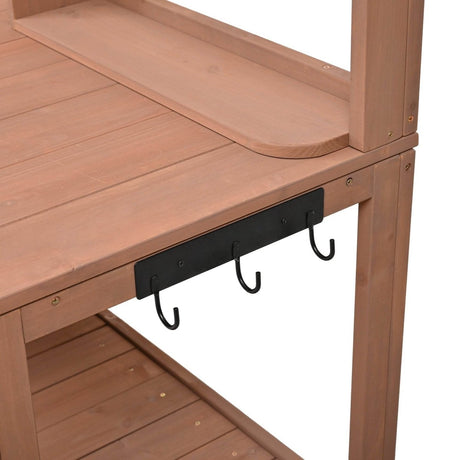 Rustic Fir Wood Potting Bench With Storage Hutch - Omega Lifestyles