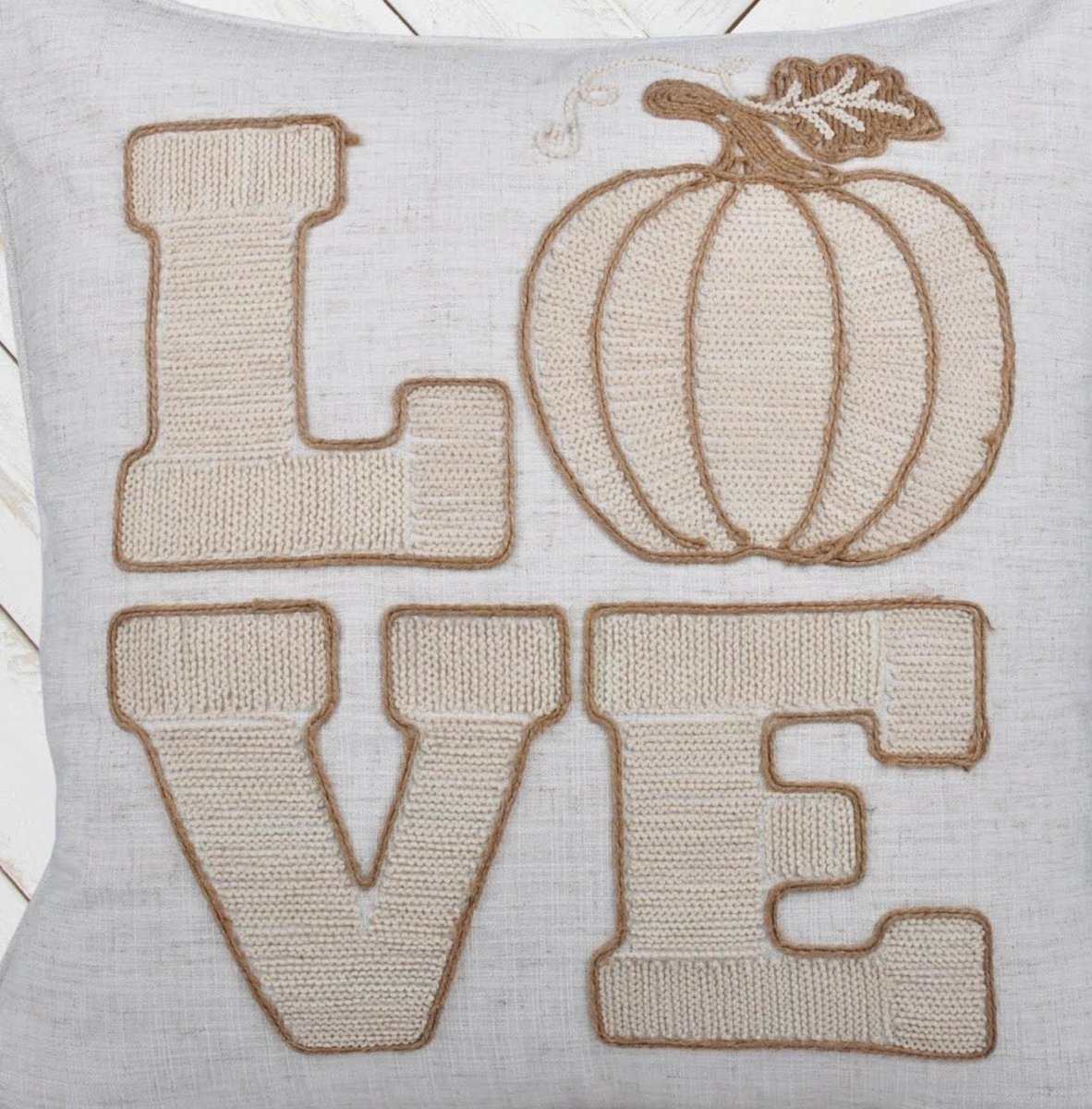 Rustic Pumpkin Embroidered 20x20 Polyester Throw Pillow - Driftwood - Omega Lifestyles