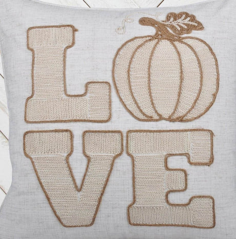 Rustic Pumpkin Embroidered 20x20 Polyester Throw Pillow - Driftwood - Omega Lifestyles