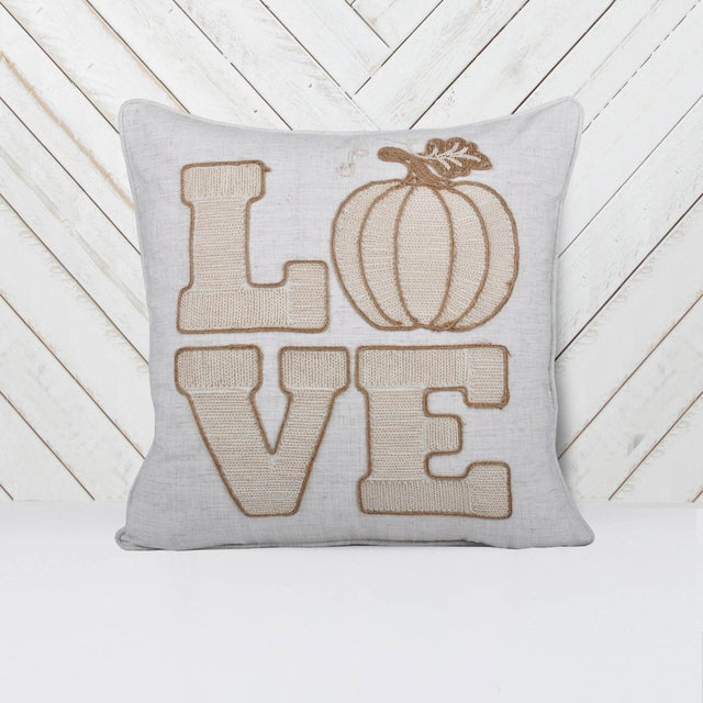 Rustic Pumpkin Embroidered 20x20 Polyester Throw Pillow - Driftwood - Omega Lifestyles