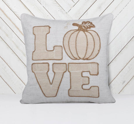 Rustic Pumpkin Embroidered 20x20 Polyester Throw Pillow - Driftwood - Omega Lifestyles