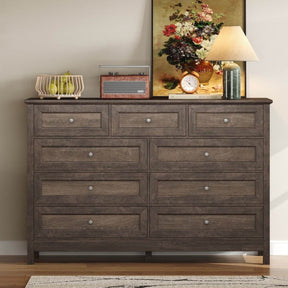 Rustic Solid Wood 9-Drawer Storage Dresser - Omega Lifestyles