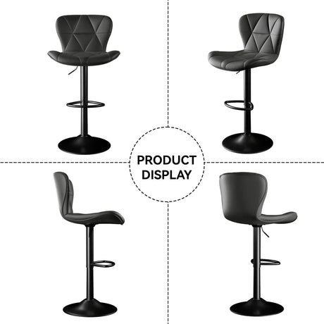 Set of 2 Adjustable Faux Leather Swivel Bar Stools - Omega Lifestyles