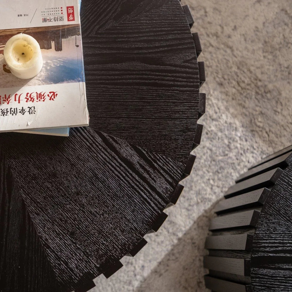 Set Of 2 Black Fluted Solid Wood MDF Coffee Tables - Omega Lifestyles