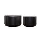 Set Of 2 Black Fluted Solid Wood MDF Coffee Tables - Omega Lifestyles