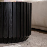 Set Of 2 Black Fluted Solid Wood MDF Coffee Tables - Omega Lifestyles