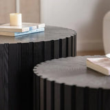 Set Of 2 Black Fluted Solid Wood MDF Coffee Tables - Omega Lifestyles