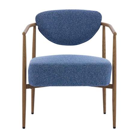 Set Of 2 Blue Woven Fabric Foam Seating Dining Arm Chairs - Omega Lifestyles