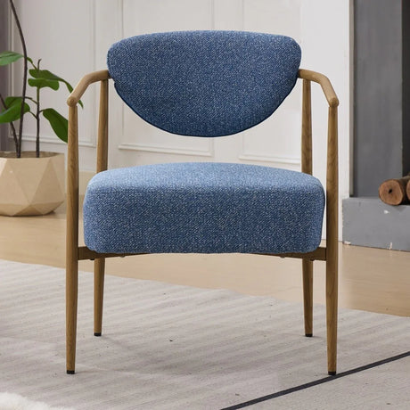 Set Of 2 Blue Woven Fabric Foam Seating Dining Arm Chairs - Omega Lifestyles