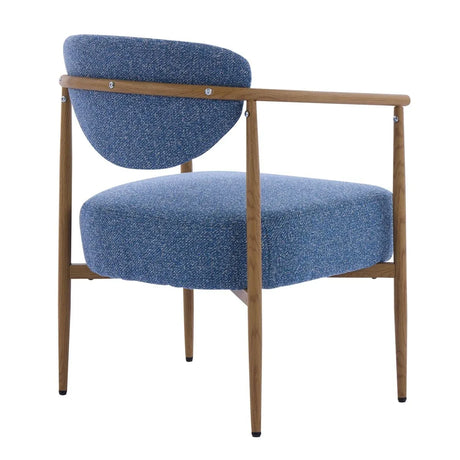 Set Of 2 Blue Woven Fabric Foam Seating Dining Arm Chairs - Omega Lifestyles