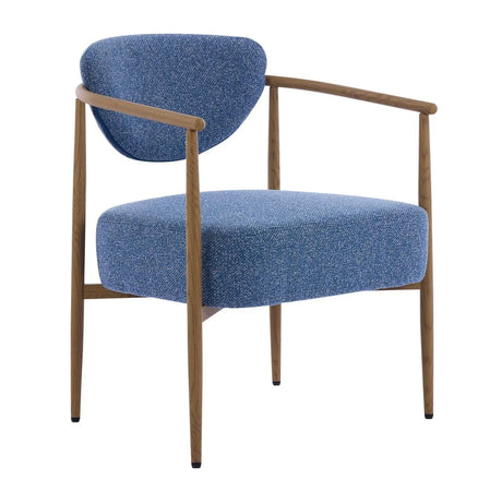 Set Of 2 Blue Woven Fabric Foam Seating Dining Arm Chairs - Omega Lifestyles
