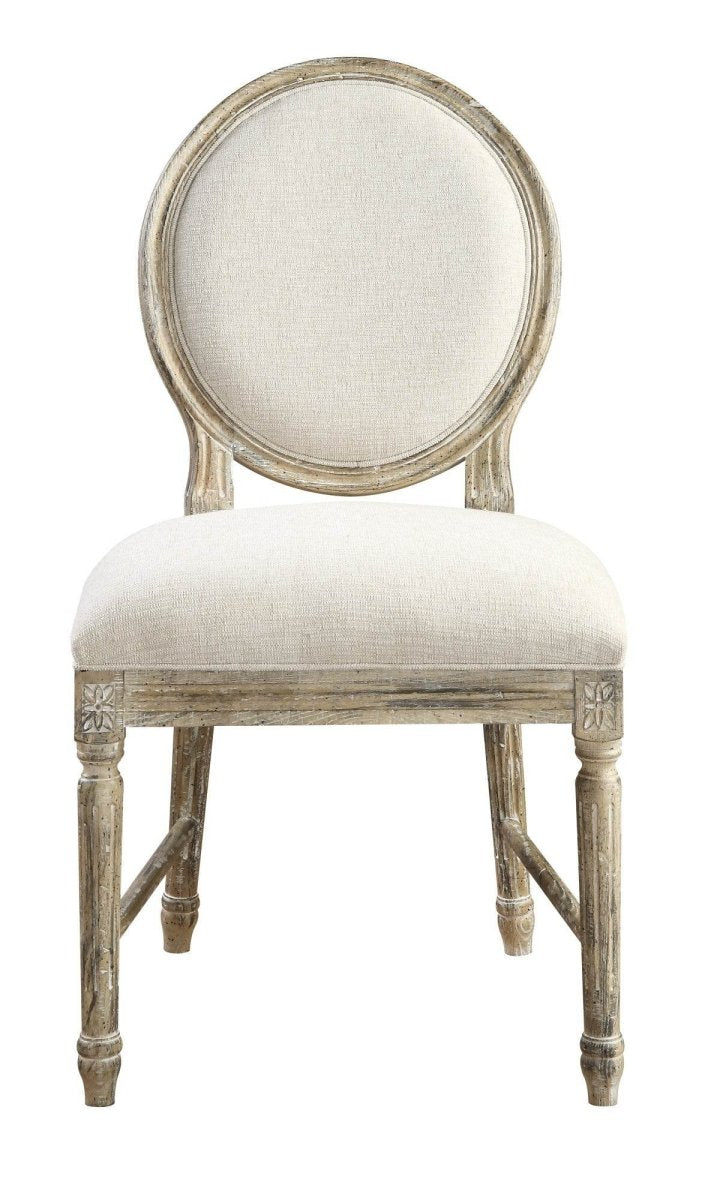 Set Of 2 Brown Solid Wood Upholstered Dining Chairs - Driftwood - Omega Lifestyles