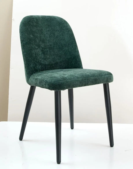 Set of 2 Dark Green Suede-Style Upholstered Dining Chairs - Omega Lifestyles
