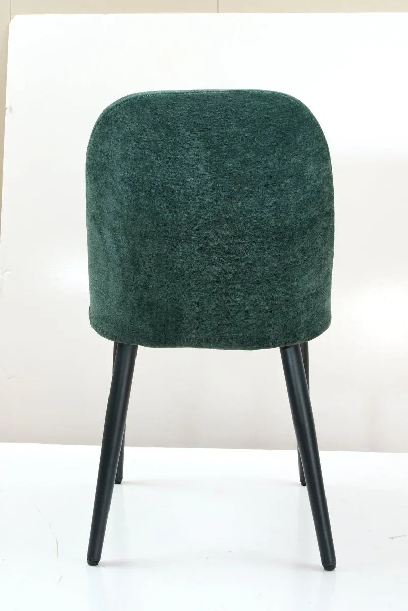 Set of 2 Dark Green Suede-Style Upholstered Dining Chairs - Omega Lifestyles