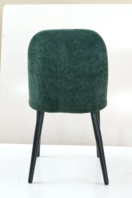 Set of 2 Dark Green Suede-Style Upholstered Dining Chairs - Omega Lifestyles