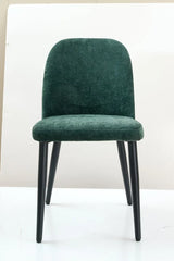 Set of 2 Dark Green Suede-Style Upholstered Dining Chairs - Omega Lifestyles