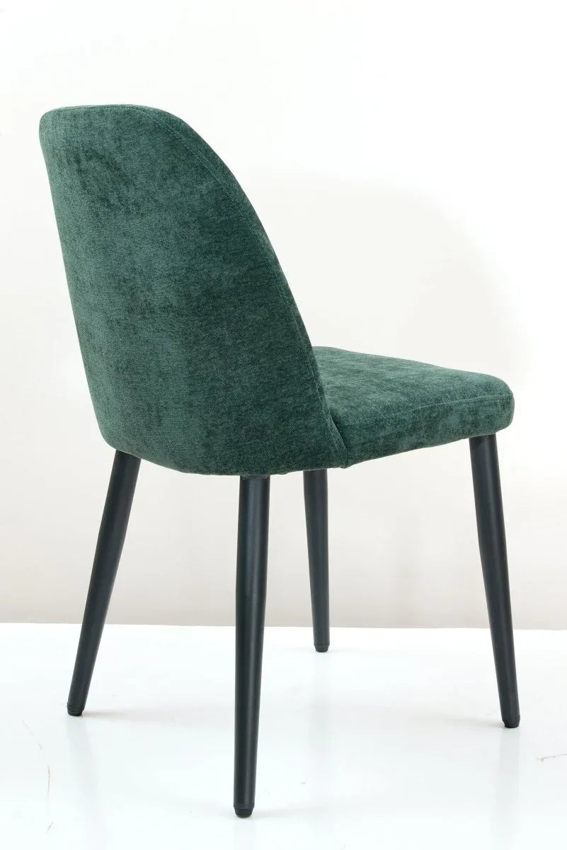Set of 2 Dark Green Suede-Style Upholstered Dining Chairs - Omega Lifestyles