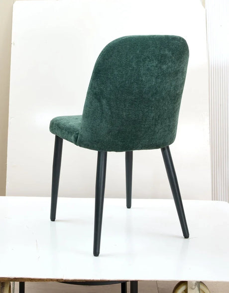 Set of 2 Dark Green Suede-Style Upholstered Dining Chairs - Omega Lifestyles