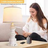 Set Of 2 Farmhouse Resin Table Lamps With USB - Omega Lifestyles