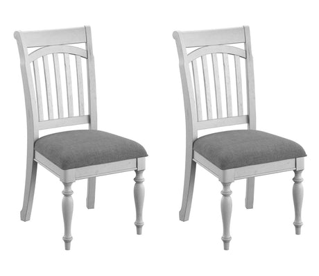 Set of 2 Gray Solid Wood Slat Back Dining Chairs - Driftwood - Omega Lifestyles