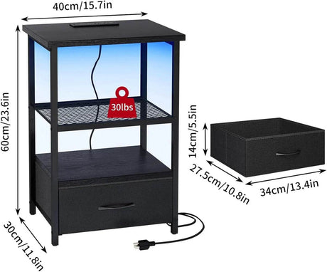 Set Of 2 LED Nightstands With Charging Station - Omega Lifestyles