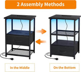 Set Of 2 LED Nightstands With Charging Station - Omega Lifestyles