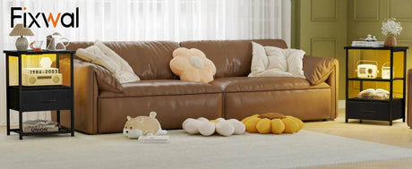 Set Of 2 LED Nightstands With Charging Station - Omega Lifestyles