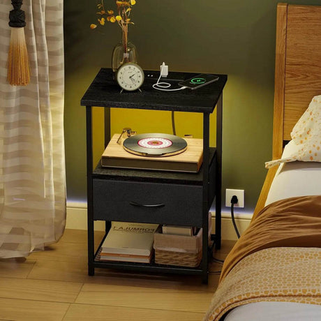 Set Of 2 LED Nightstands With Charging Station - Omega Lifestyles