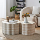 Set of 2 Minimalist Round Engineered Wood Coffee Tables - Omega Lifestyles
