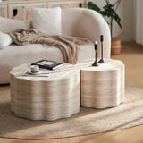 Set of 2 Minimalist Round Engineered Wood Coffee Tables - Omega Lifestyles