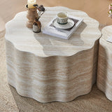 Set of 2 Minimalist Round Engineered Wood Coffee Tables - Omega Lifestyles