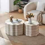 Set of 2 Minimalist Round Engineered Wood Coffee Tables - Omega Lifestyles