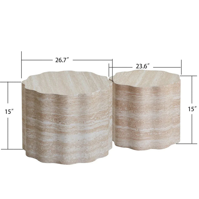 Set of 2 Minimalist Round Engineered Wood Coffee Tables - Omega Lifestyles