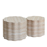 Set of 2 Minimalist Round Engineered Wood Coffee Tables - Omega Lifestyles