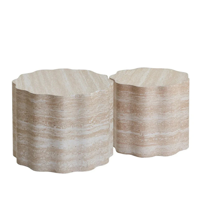 Set of 2 Minimalist Round Engineered Wood Coffee Tables - Omega Lifestyles